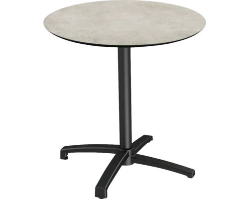 Terrassentisch X Cross Moonstone rund Aluminium, HPL Ø 70 cm klappbar schwarz Runder Stehtisch mit Platte und Fuß