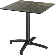 Quadratischer Tisch mit Mittelfuß und Holzoptik