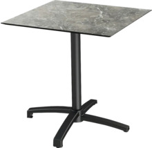 Quadratischer Tisch mit Marmorplatte und schwarzem Gestell
