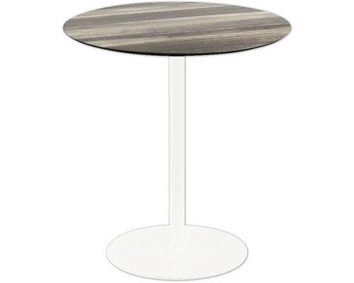 Terrassentisch Urban Tropical Wood rund Edelstahl, HPL Ø 70 cm weiß