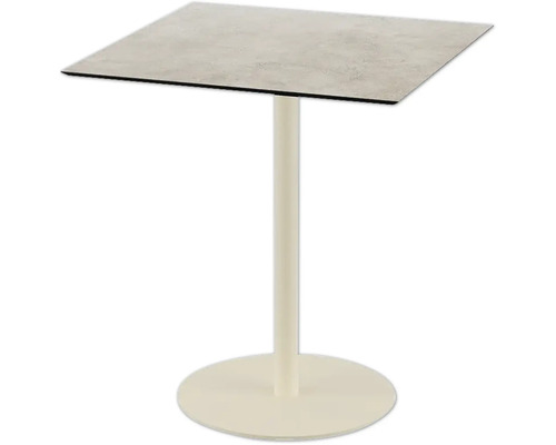 Quadratischer Bartisch mit Mittelfuß und runder Bodenplatte