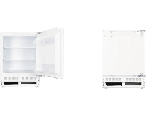 Einbaukühlschrank mit offener und geschlossener Tür