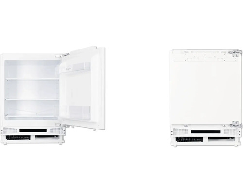 Einbaukühlschrank mit offener und geschlossener Tür