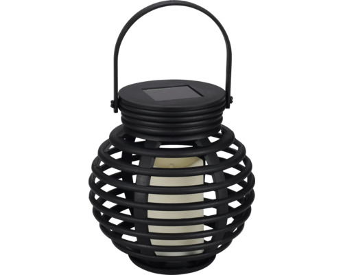 Schwarze Solar Laterne mit Tragegriff und Kerze