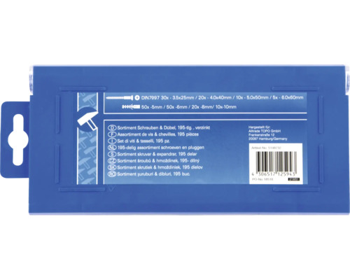 Sortiment Schrauben und Dübel, 195-teilig