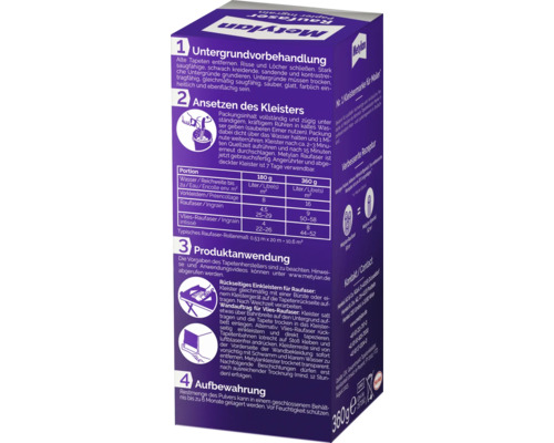 Metylan Raufaser Kleister 360g Packung zur Verwendung als Tapetenkleister