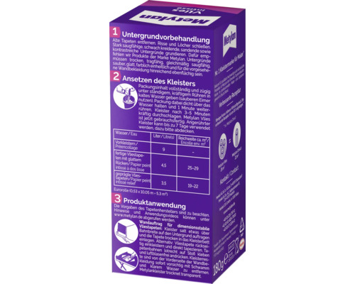 Metylan Vlies Kleister Packungsanweisungen und Informationen