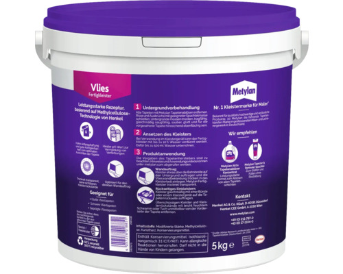 Metylan Vlies Fertigkleister 5 kg Eimer für Vliestapeten