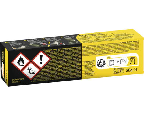 Pattex Classic Kleber Verpackung mit Warnhinweisen