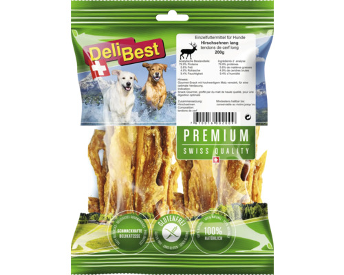 Delibest Premium Hirschsehnen lang, 200 g Kauartikel Delibest Hirschsehnen lang, 200 Gramm Hundesnack