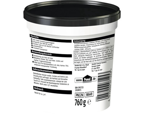 Ponal Holzleim im Eimer, 760 Gramm