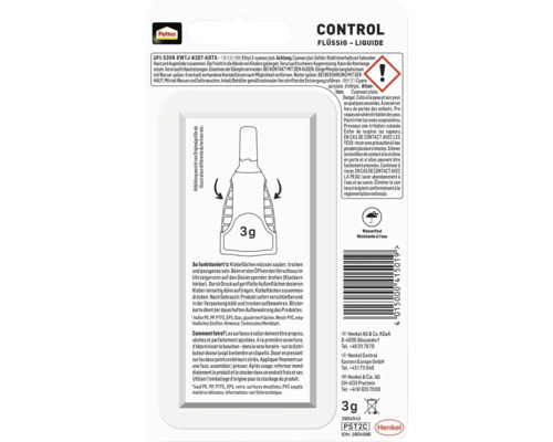 Pattex Control Flüssig Sekundenkleber, 3 Gramm