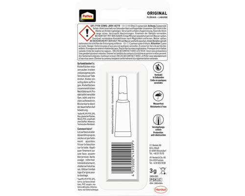 Pattex Sekundenkleber Original Flüssig 3 Gramm