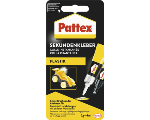 Pattex Plastik Flüssig Sekundenkleber mit Aktivatorstift 2 g + 4 ml Pattex Sekundenkleber Plastik mit Aktivator für Kunststoffverklebungen
