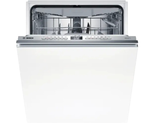 Geöffneter Geschirrspüler der Marke Bosch mit Bedienfeld