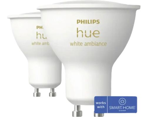 Philips hue WA Spot dimmbar GU10/4,2W white 2 Stück Zwei Philips Hue White Ambiance Leuchtmittel