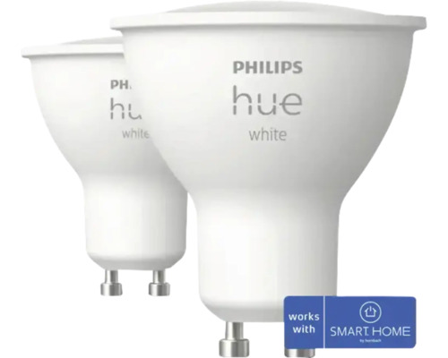 Philips hue W Spot dimmbar GU10/4,2W white 2 Stück Zwei Philips Hue White Leuchtmittel