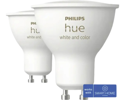 Philips hue WCA Spot dimmbar GU10/4,2W white & Color 2 Stück Zwei Philips Hue Leuchtmittel für den Innenbereich