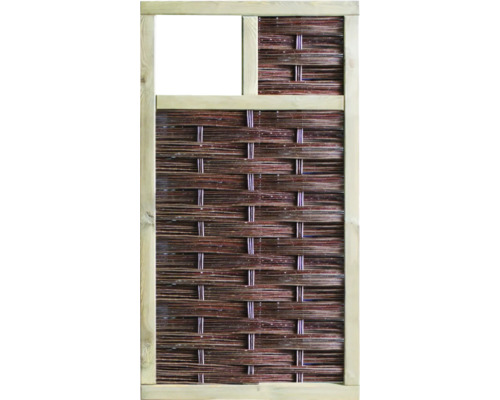 Teilelement Weidengeflechtzaun Labo-3D 1 Fenster oben 94 x 180 cm braun Weidenzaunfeld mit Holzrahmen zur Gartengestaltung