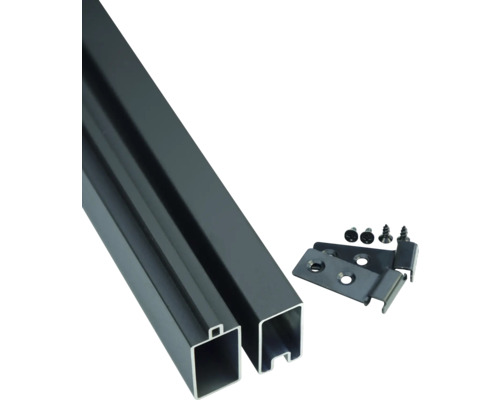 Leistenset Skär BPC-Stecksystem Start- und Abschlussleiste 179 x 4 cm anthrazit Metallpfosten und Montagezubehör für Zaunbau