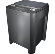 Automatische Futterstation für Haustiere mit Solarpanel auf dem Deckel.