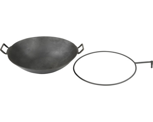 Wok aus Stahl mit Griffen und Wokring