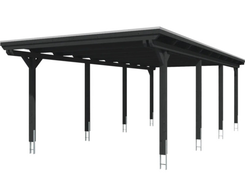 Holzcarport mit Flachdach und mehreren Stützen