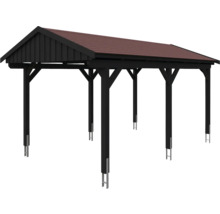 Einzelcarport SKAN HOLZ Fichtelberg inkl. Pfostenanker, rote Dachschindeln 317 x 566 cm anthrazit