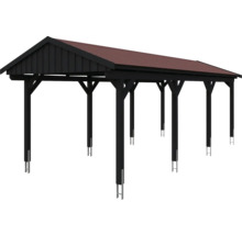 Einzelcarport SKAN HOLZ Fichtelberg inkl. Pfostenanker, rote Dachschindeln 317 x 808 cm anthrazit