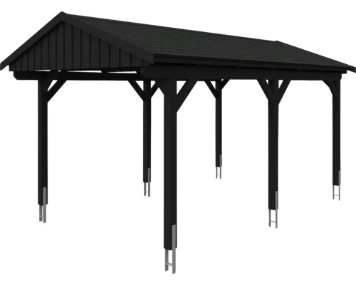 Carport mit Dachkonstruktion und Stützpfosten