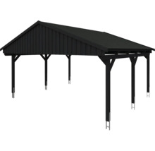 Doppelcarport SKAN HOLZ Fichtelberg inkl. Pfostenanker, schwarze Dachschindeln 618 x 566 cm anthrazit