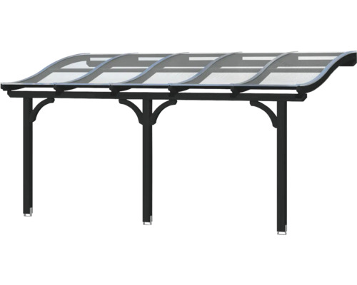 Vordach mit transparentem Dach und dunklem Gestell