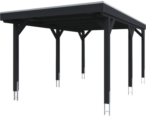 Holzcarport mit Flachdach und sechs Pfosten