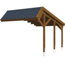 Stellplatzerweiterung SKAN HOLZ Harz inkl. Pfostenanker, schwarze Dachschindeln 303 x 560 cm nussbaum