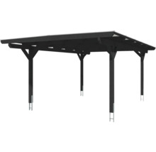 Holzcarport mit sechs Pfosten und Flachdach