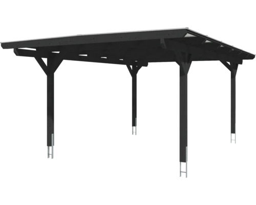 Holzcarport mit sechs Pfosten und Flachdach