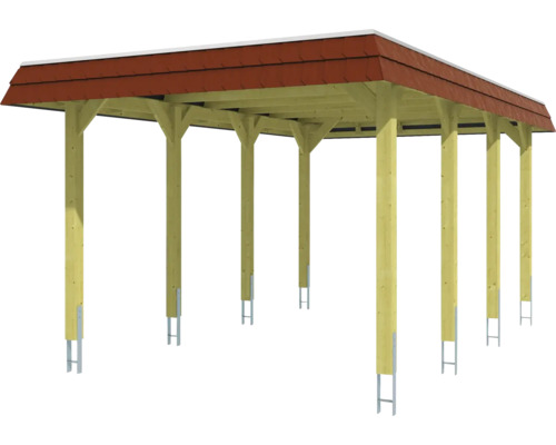 Holzcarport mit Ziegeldach