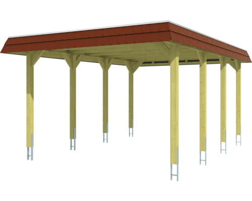 Holzcarport mit Ziegeldach