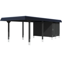 Einzelcarport SKAN HOLZ Wendland schwarze Blende inkl. Pfostenanker, Abstellraum 362 x 870 cm anthrazit