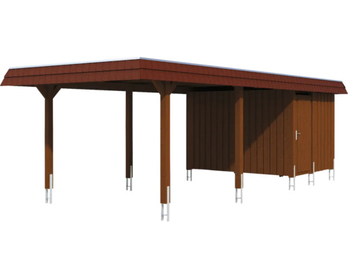 Holzcarport mit Geräteschuppen