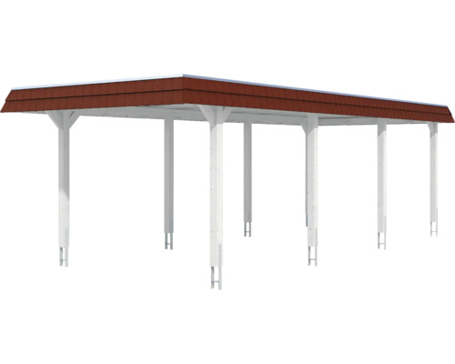 Holzcarport mit Dachschindeln