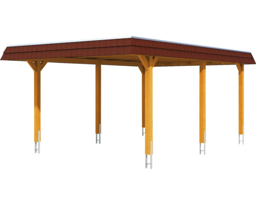 Freistehender Carport aus Holz mit Dachziegeln