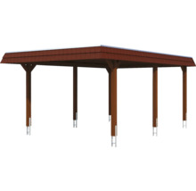 Freistehender Carport mit Ziegeldach und Holzpfosten