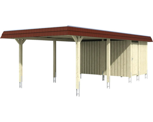 Carport mit Geräteraum aus Holz