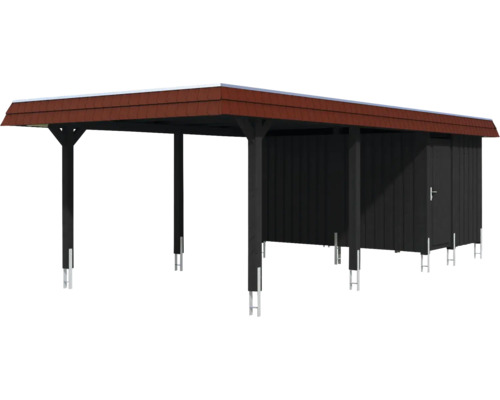Carport mit Geräteraum aus Holz