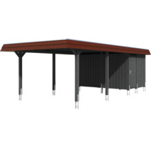 Holzcarport mit Geräteraum und Dach