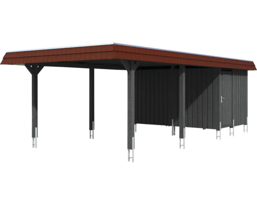 Holzcarport mit Geräteraum und Dach