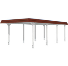 Einzelcarport SKAN HOLZ Wendland rote Blende inkl. Pfostenanker 409 x 870 cm weiß