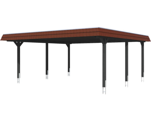 Carport mit Ziegeldach und Stützpfosten