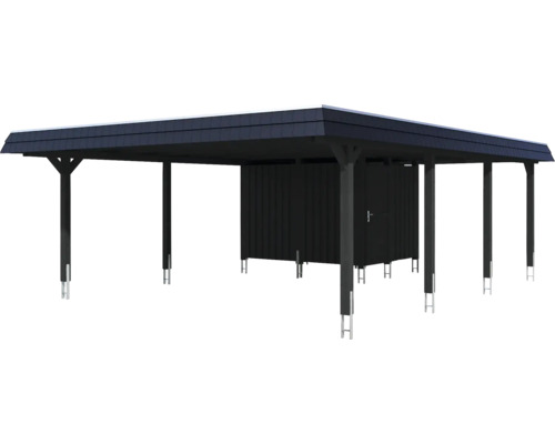 Carport mit Geräteraum aus Holz